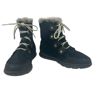 Sorel Explorer Joan Suede Boots Lace-Up Waterproof Weather‎ Black Size US 9.5 thumbnail 4