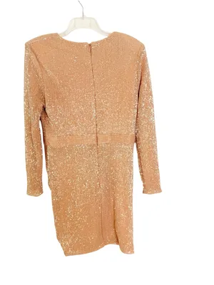 NWT Lavish Alice Pleated Micro Mini Sequin Mini Dress in Rose Gold Size 12 thumbnail 7
