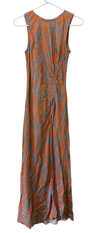 Rails Gabriella Women Sz Small‎ Orange Diffused Cheetah Dress Sleeveless Keyhole thumbnail 1