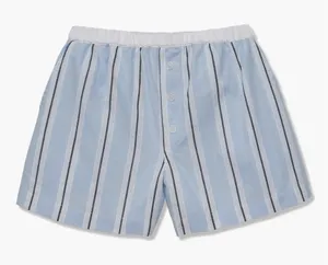 PETITE PLUME Women's Twill Sleep Shorts in Blue “Coastal Stripe” - Large - NWT thumbnail 1