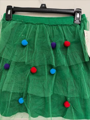 Planet Gold New! Green Tulle Skirt with Colorful light up Pom Poms size S thumbnail 2