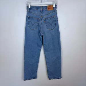 Levi's Ribcage Straight Ankle Jeans Medium Indigo Blue Highest Rise Size 26 thumbnail 8