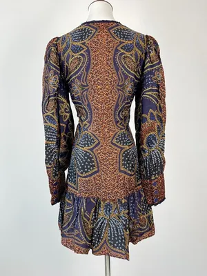 NWOT FARM Rio Floral Paisley Ruffles Mini Dress Glam Boho Long Sleeve Size XS thumbnail 5