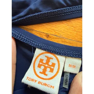 Tory Burch One Piece Swimsuit Navy‎ Blue Lattice Side Strappy Size Medium thumbnail 4
