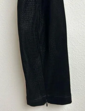 NWT Good American Black Croc Executive Pants Size 2 Flare Leg Slit Zipper XS thumbnail 5