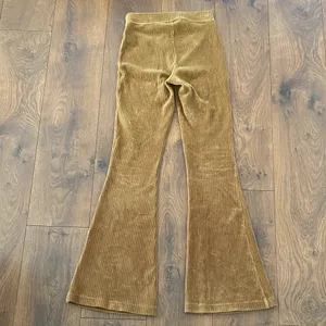 Aerie Groove on Velour High Waisted Flare Pants Ribbed Velvet Small Brown Retro thumbnail 4