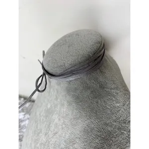 Silver Gray Thin Leather Necklace Choker 72" long thumbnail 2