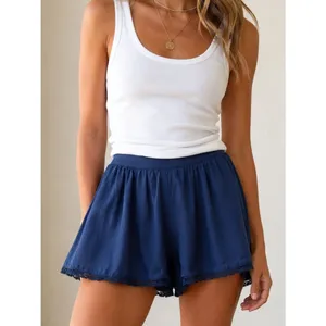 Free People Blue Cotton Lace Trim Pull On Shorts Women’s Size Small Boho Pockets thumbnail 8