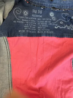 Ay Guey! Embroidered Wearable Art Denim Jacket Mexican Unique Boho SIze M thumbnail 6