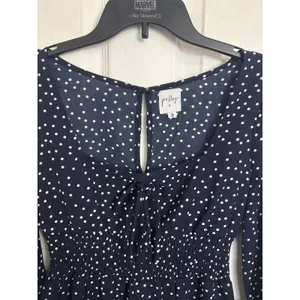 Princess Polly Navy White Polka Dot Bell Sleeve Smocked Mini Dress 8 Whimsical thumbnail 4