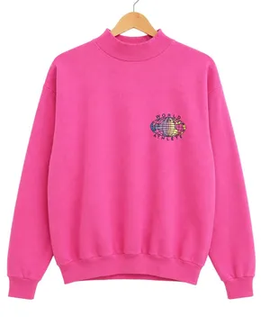 Vintage 90s Gitano Mock Neck Sweatshirt Pink World Athlete Globe Graphic OS thumbnail 1