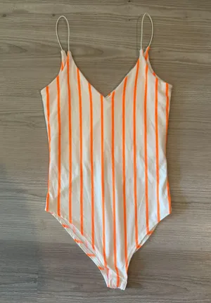 Orange & White Striped Bodysuit thumbnail 1