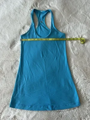 Lululemon Cool Razorback Athletic Gym Tank Top Blue Lavender Purple Stripes thumbnail 1