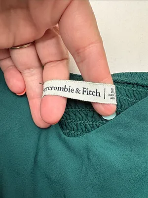 Abercrombie & Fitch size XL green mini dress long sleeve boho night thumbnail 3