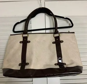 Large Creme Suede pleather book purse thumbnail 1