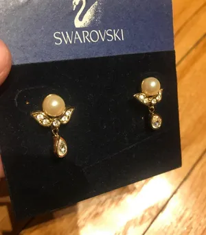 Swarvoski Pearl Angels Earrings Vintage Coquette thumbnail 8