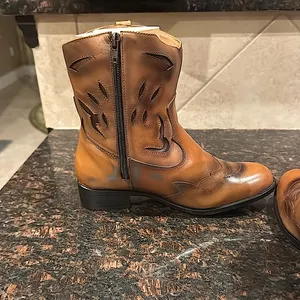 Sandro Moscoloni Brown Leather Cowboy Boots Tan Size 7 thumbnail 2