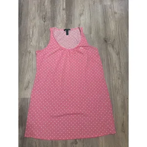 Lauren Ralph‎ Lauren Pink Polka Dot Tank Nightgown Size XL Scoop Neck Cotton thumbnail 2