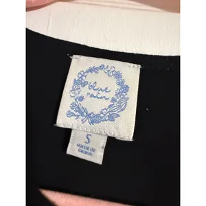 Blue Rain Black Embroidered Boho Mini Dress‎ Floral Tassel Tie Flutter Sleeve S thumbnail 2