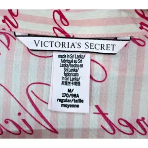 Victoria's Secret Spellout Button Up Striped Sleep‎ Shirt Women's Size M Pink thumbnail 7