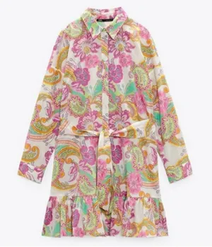 Zara Multicolor Paisley Long Sleeve Dress thumbnail 1