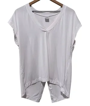 Athleta Womens Essence Away From Body Tee Shirt Sz M White Stretch Short Sleeve thumbnail 1