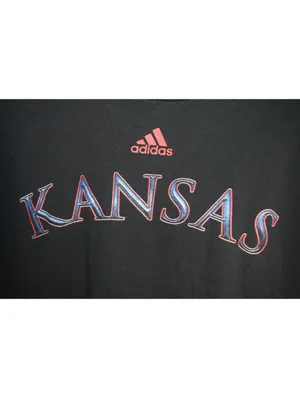 Adidas Kansas Black Graphic T-Shirt Size L – Go-To Tee Kansas Spellout Crewneck thumbnail 4