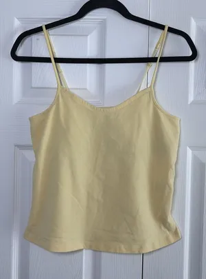 Route 66 Stretch Camisole Womens L Yellow Shelf Bra Tank Top Y2K Vintage Cotton thumbnail 1