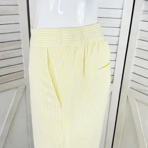 Loft Striped Linen Blend Wide Leg Crop Pants‎ Yellow White Small Lined Preppy thumbnail 8