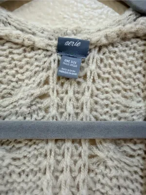 Aerie One Size Cream Cable Knit Open Front Cardigan Oversized Boho Sweater thumbnail 6