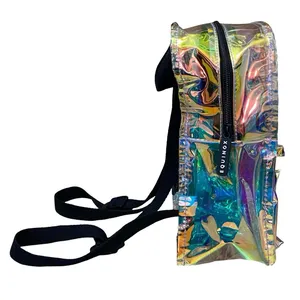 Equinox Women's Metallic Transparent Hologram Iridescent Waterproof Backpack OS thumbnail 2