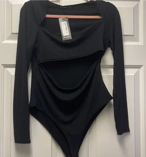 NWT black cut out bodysuit thumbnail 1
