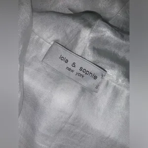 Lola & Sophie metallic cowl neck white blouse $155 XS thumbnail 4