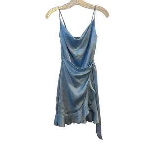 Lucy in the‎ Sky XS Blue Asymmetric Faux Wrap Short Dress Sleeveless thumbnail 2