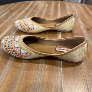 Relax Nagra Jaipur Beaded Flats Women’s 6 Pink Gold Embellished Slip On Shoes thumbnail 6