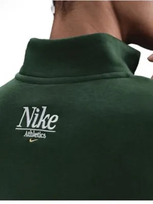 Nike Phoenix Fleece oversized quarter zip sweatshirt in dark green thumbnail 3
