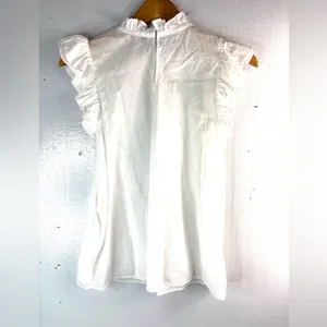 Express M Preppy Babydoll Cotton Ruffle Sleeve Top in White thumbnail 2