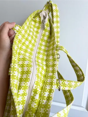 BAGGU Horizontal Zip Duck Bag Chartreuse Pixel Gingham thumbnail 5