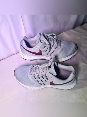 Nike Women’s Athletic Shoes - Light Gray with Burgundy Swoosh thumbnail 2