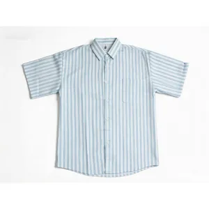Short Sleeve Button Down‎ Women M Blue White Excellent Striped Collared Shirt thumbnail 2