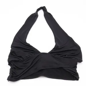 Urban Outfitters Halter Top Womens M Ruched Black V-Neck Stretch Good thumbnail 1