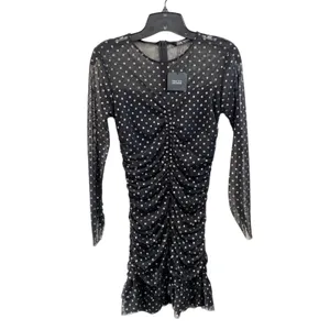 NWT Zara Swiss Dot Mesh‎ Tulle Ruched Mini Dress Size M Sheer Party Going Out thumbnail 3