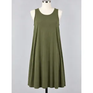 Ava & Viv Olive Green Sleeveless Swing Dress Plus Size 1X Tank Knit Scoop Neck thumbnail 2