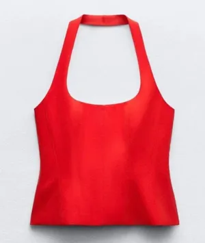 Red Zara corset halter top thumbnail 2