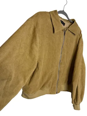 ✨🤎 Lioness Cou Cou Corduroy Bomber Jacket Size‎ L Oversized Cropped Zip 🤎✨ thumbnail 3