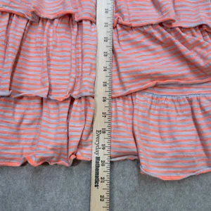 Anthropologie Women L Orange Striped Tiered‎ Ruffle Knit Top Large Boho Coastal thumbnail 6