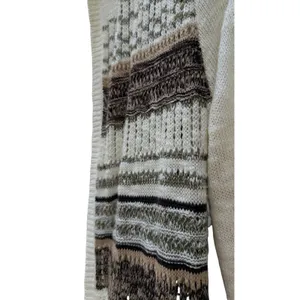 Cato Womens Open Knit Hooded Duster Cardigan Sweater Olive Brown Striped S NEW thumbnail 4