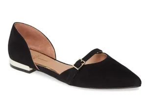 Linea Paolo Black Suede Demi D'Orsay Flats Size 7 thumbnail 1