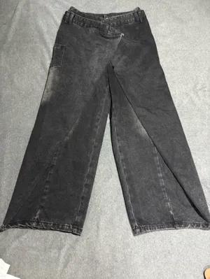 Commense Dark Cross Front Wrap Wide-Leg Denim Jeans Size M thumbnail 2