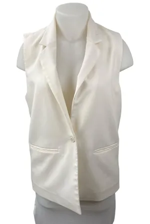 Abercrombie & Fitch White Notched Collar Sleeveless Vest Blazer Coat Jacket M thumbnail 1